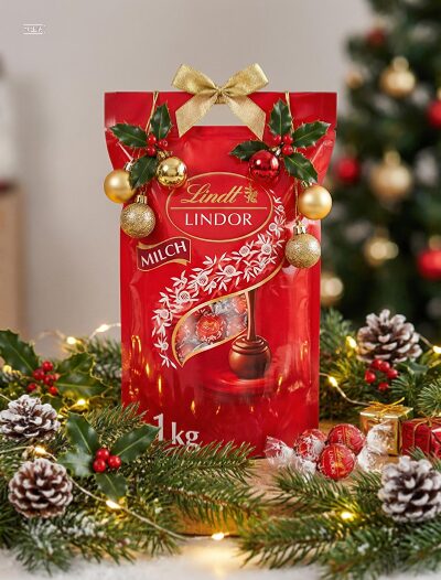 Lindt LINDOR Schokoladen Kugeln Vollmilch | ca. 80 Milch-Schokolade mit zartschmelzender Füllung | Großpackung, Pralinen-Geschenk, 1kg